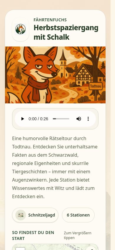 Beispiel einer Fährtenfuchs-Schnitzeljagd auf dem Smartphone